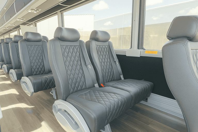 interior of Lincoln Coach Bus Service charter bus