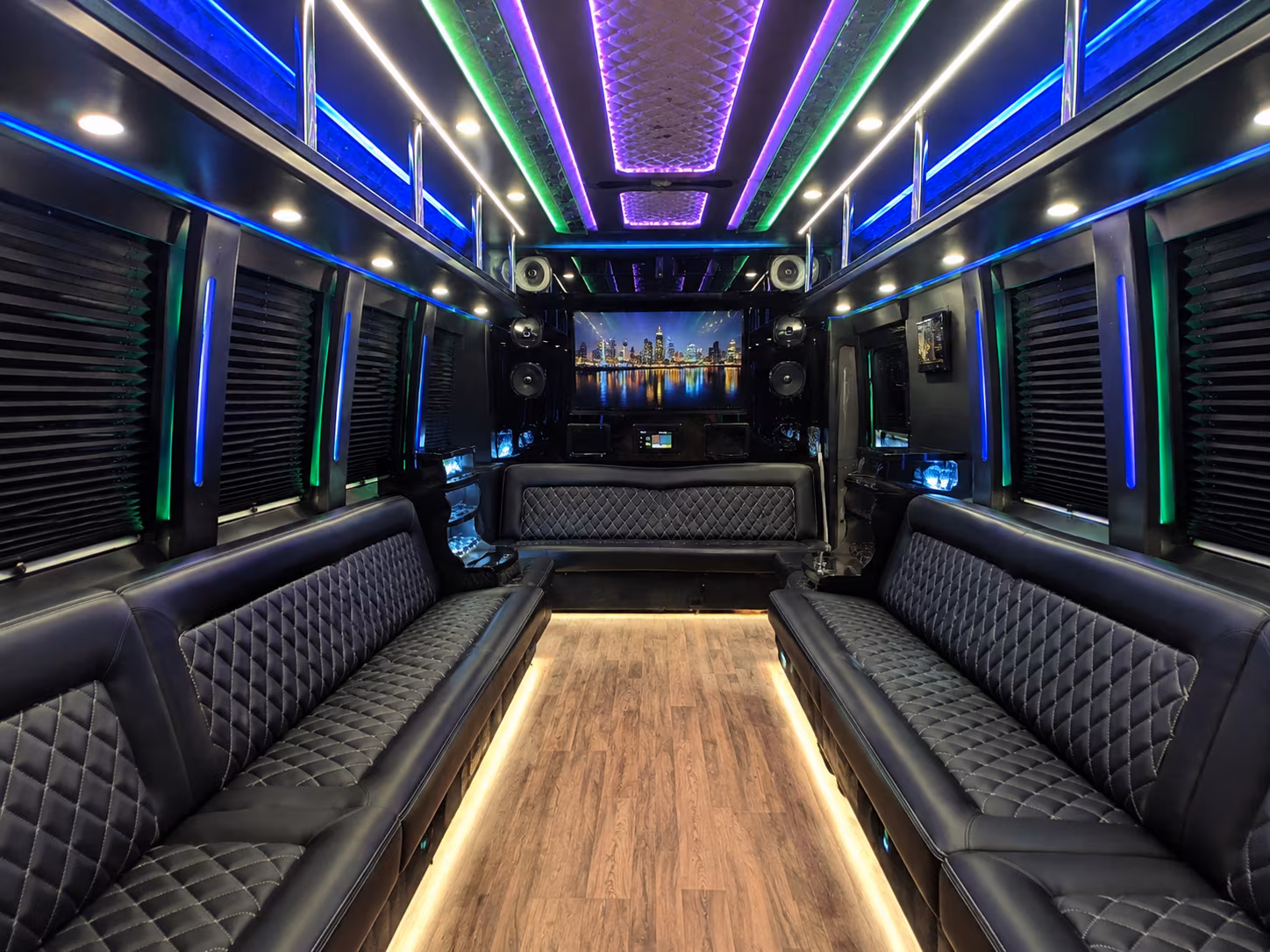 lincoln 25 passenger party bus interior