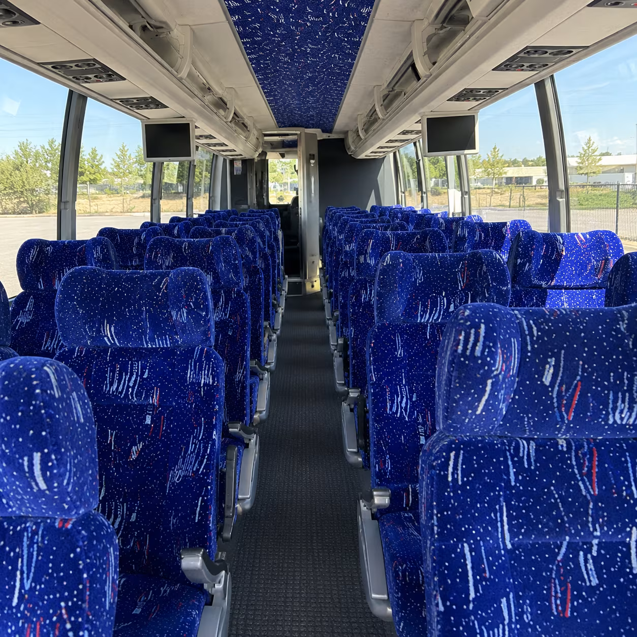 lincoln 56 passenger charter bus inside