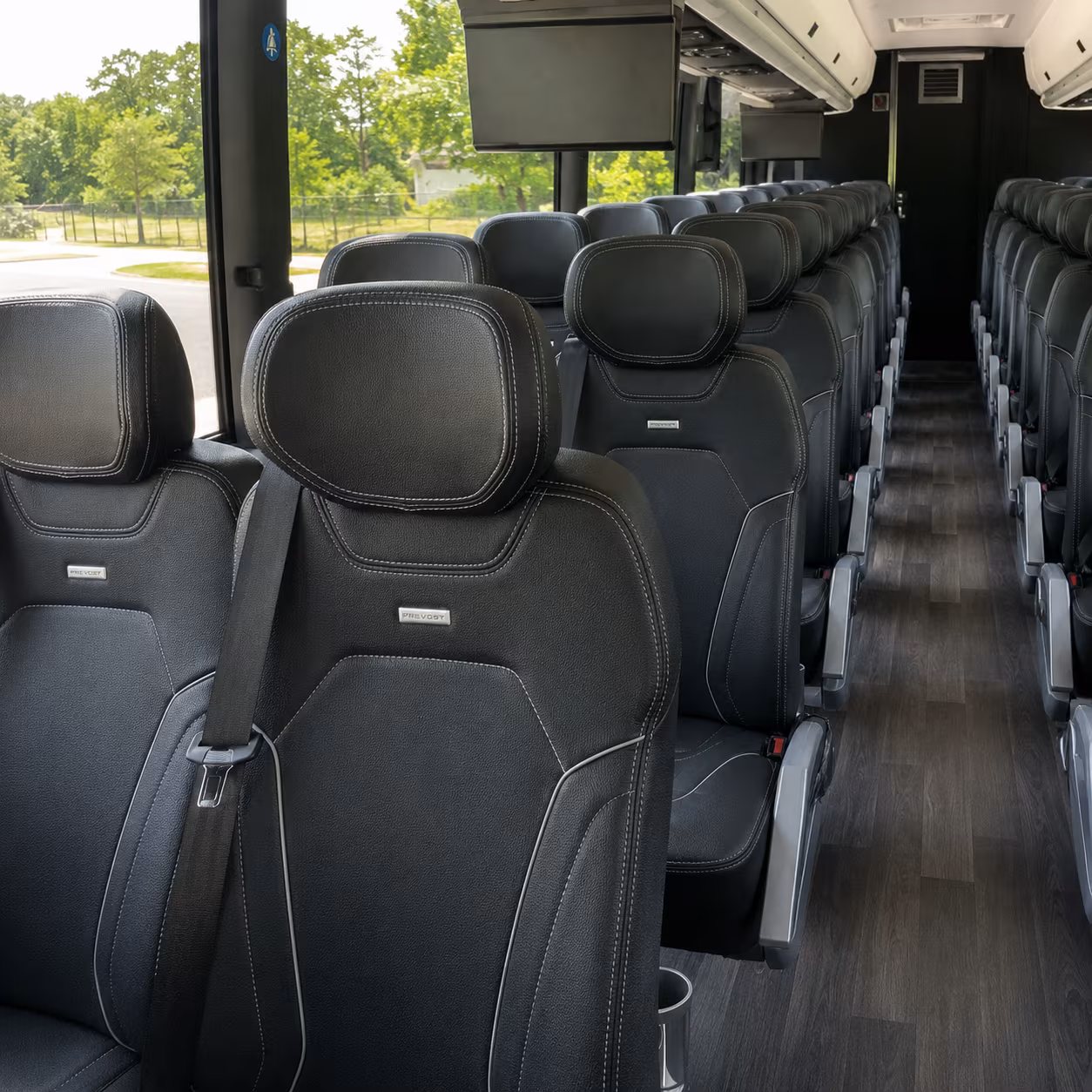 lincoln 56 passenger charter bus interior